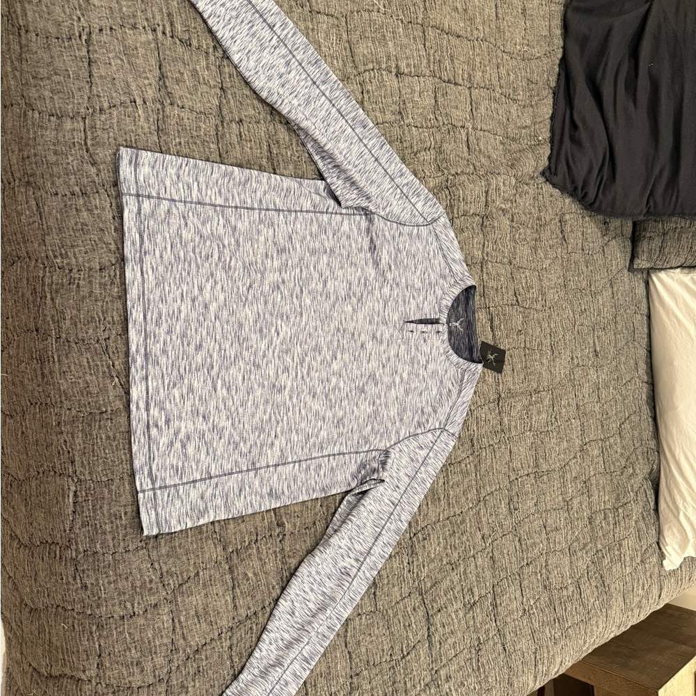 N. Coby Blue and Gray Henley Sweater